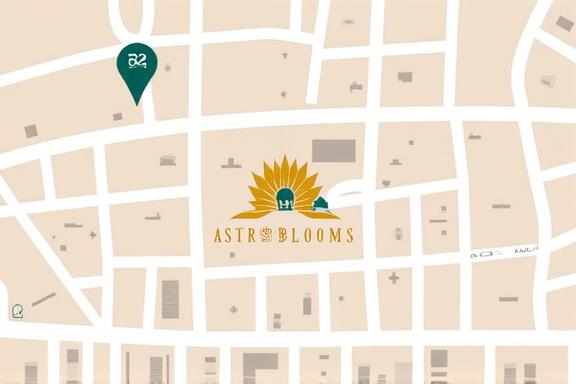 A stylized map showing the location of Astra Blooms in Bristol, United Kingdom.
